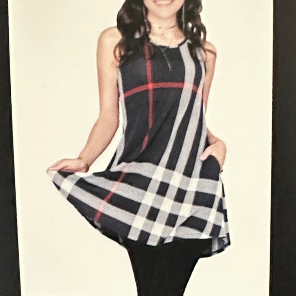 NWT Plaid Tank Swing Tunic with Pockets